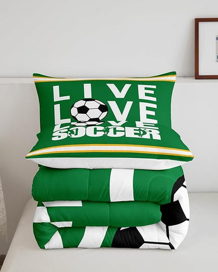 Feelyou Football Bedding Set Queen Size Rugby Sports Comforter Set for Kids Boys Girls Decor Soccer Ball Game Comforter Gift for Football Lover Duvet Set Bedroom Quilt Set - LeafyLoom