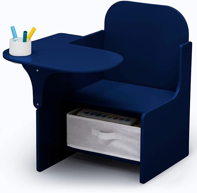 Delta Children MySize Chair Desk with Storage Bin - Greenguard Gold Certified, Navy - LeafyLoom