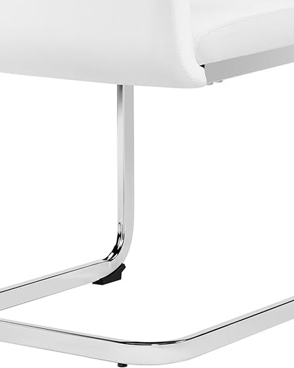 Yaheetech Dining Chairs Set of 6 Modern Dining Room Chairs Kitchen Chairs with Faux Leather Seat, Solid Legs and High Back for Dining Room, Kitchen, White - LeafyLoom