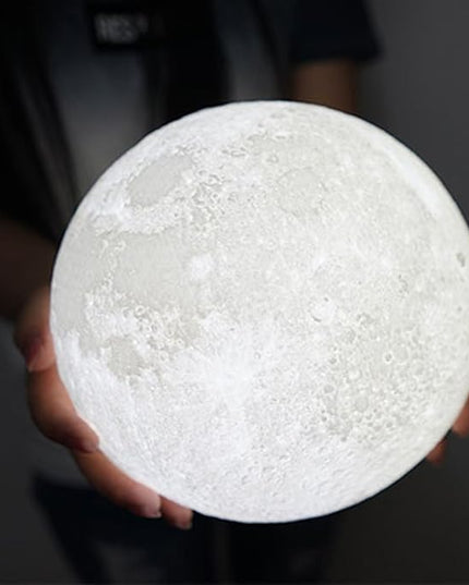 Moon Lamp - Unique Gift - 3D Print 3 Colors (Warn, Cool & Harvest) Lunar Lamp - Rechargeable and Touch Control Brightness (15cm) - LeafyLoom