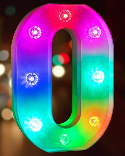 Glintee Decorative Led Light Up Number, Light Up Number Sign for Night Light Wedding Birthday Party Christmas Home Bar Decoration Number-(Number 0) - LeafyLoom
