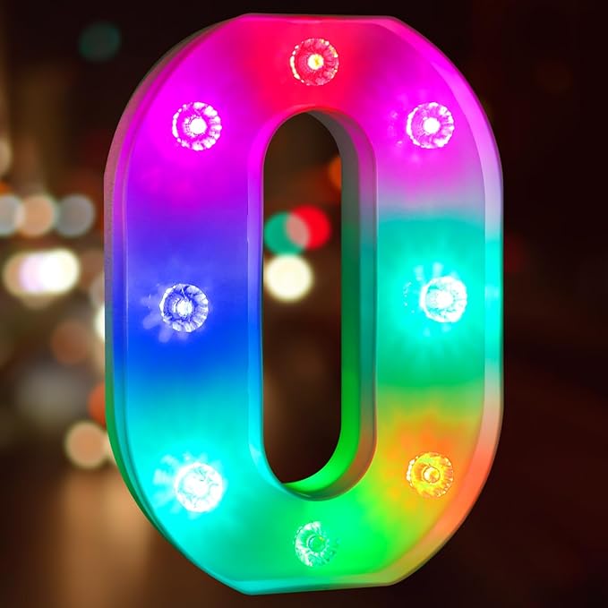 Glintee Decorative Led Light Up Number, Light Up Number Sign for Night Light Wedding Birthday Party Christmas Home Bar Decoration Number-(Number 0) - LeafyLoom