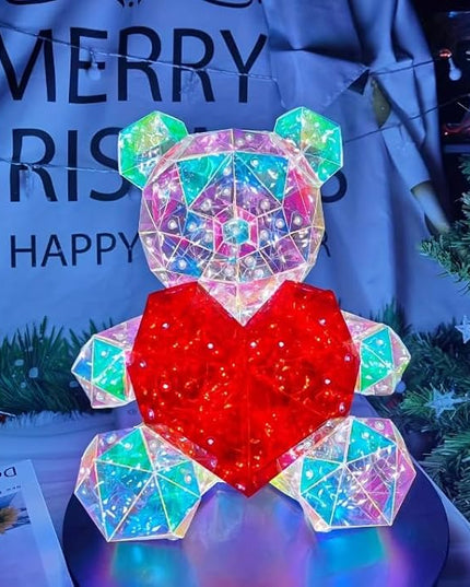 Teddy Bear Night Light, Teddy Bear Decor with Led Lights for Bedroom, Kids Room, Birthday, Graduation, Wedding, Fathers Day, for Mom, Women, Men - LeafyLoom