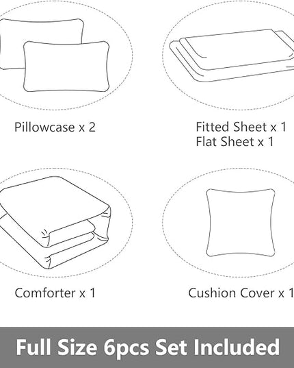 6 Pieces Bed in A Bag Gamer Bedding Set for Boys Kids Adult Gaming Comforters Set,Boys Bed in A Bag Set Queen Size Comforter with Fitted Sheet Flat Sheet Pillowcase pillowsham,DJTH5028Queen - LeafyLoom