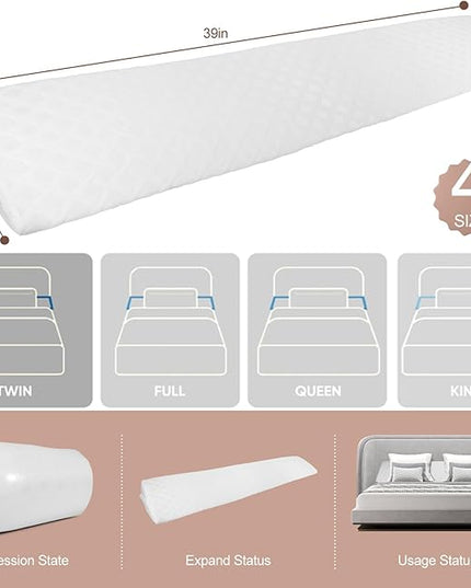 Twin Size(Arched White10 x6 x39) Bed Wedge Pillow,Bed Wedge Pillow for Headboard,Bed Gap Filler Fills The Gap Between The Mattress and The Headboard/Wall (0-7 inches) (Twin) - LeafyLoom