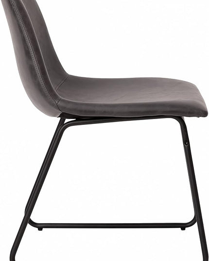 Flash Furniture Butler 18 Inch Commercial Grade LeatherSoft Dining Table Height Chair, Mid-Back Black Sled Base with Dark Gray LeatherSoft Upholstery, Set of 2 - LeafyLoom