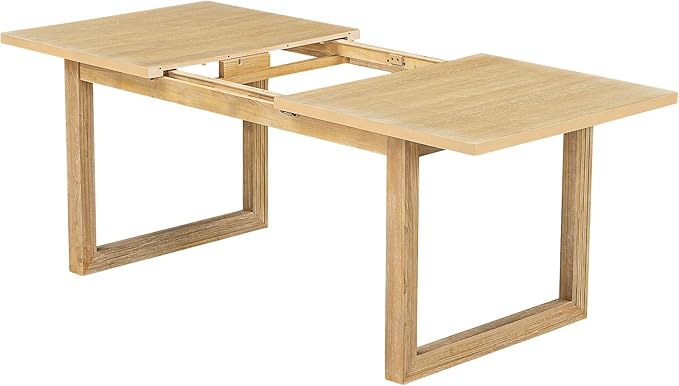 Natural Piece Extendable Dining Table Set for 6 Finish with Upholstered Chairs and Bench - LeafyLoom
