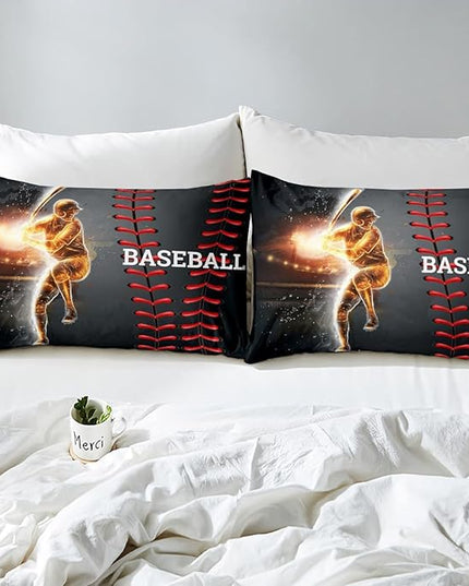 Erosebridal Baseball Bedding Set, Golden Athlete Comforter Set King Size, Sports Games Down Comforter for Kids Boys Girls Bedroom, Glitter Outer Space Duvet Insert for Living Room - LeafyLoom