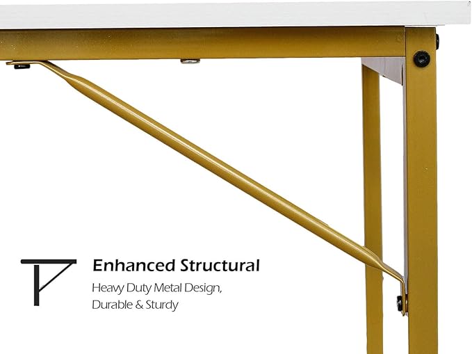 Lufeiya Computer Desk Small White Gold Writing Table for Home Office Compact Spaces 39 Inch Modern Student Study Desk,White Gold - LeafyLoom