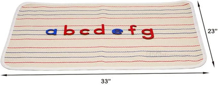 Elite Montessori Materials Accessories Edged Rug with lines Lower Case LARGE Movable Alphabet Working Rug - Three Row - LeafyLoom