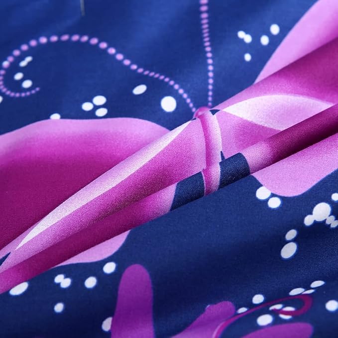 WINLIFE Butterfly Comforter Set Queen Size, 3Pcs Pink Purple Blue Black Animals Butterflies Floral Bedding Set for Girls Women, Soft Bed Set All Season Lightweight Down Alternative - LeafyLoom
