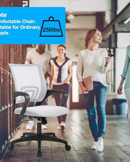 BestOffice Home Office Chair Ergonomic Desk Chair Mesh Computer Chair with Lumbar Support Armrest Executive Rolling Swivel Adjustable Mid Back Task Chair,White - LeafyLoom