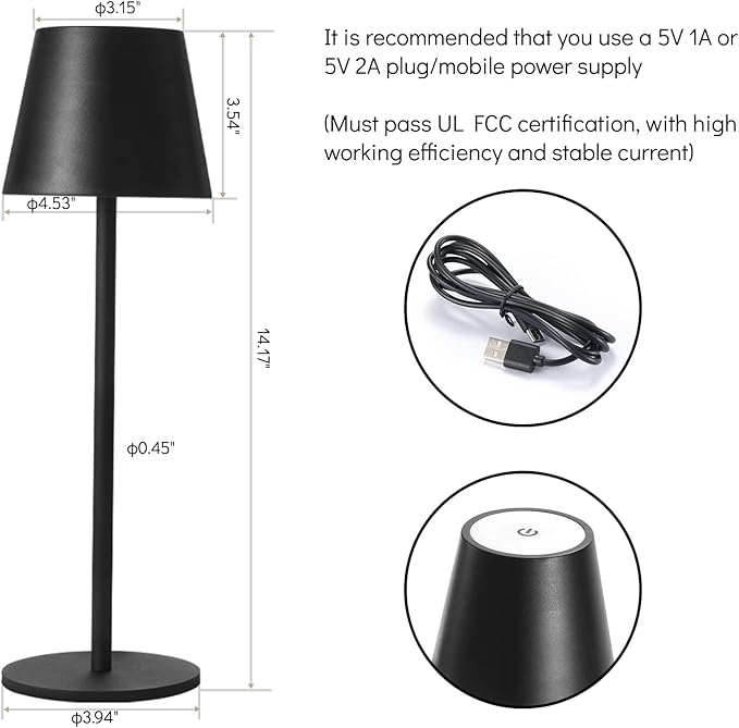 Maksone 2 pack RGB Cordless Table Lamp, 6600mWh Rechargeable Battery Desk Lamp, 3000K Stepless Dimming and Led Color Changing Night Light, IP54 Waterproof Outdoor Portable Lamp for Patio (Black) - LeafyLoom
