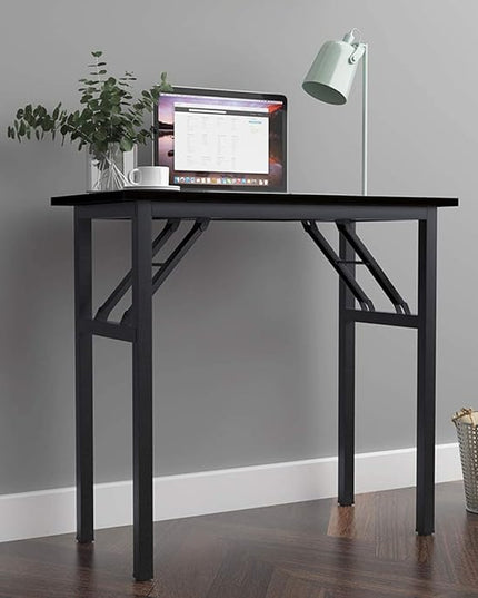 Folding Desk, 31.5 inch No Assembly Folding Desks for Small Spaces, Sturdy Foldable Computer Desk, Multi-Purpose Home Office Desks, Study Writing Desk Office Table Workstation for Home Office Outdoor - LeafyLoom