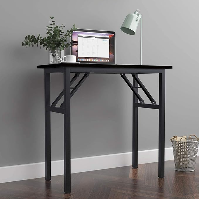 Folding Desk, 31.5 inch No Assembly Folding Desks for Small Spaces, Sturdy Foldable Computer Desk, Multi-Purpose Home Office Desks, Study Writing Desk Office Table Workstation for Home Office Outdoor - LeafyLoom