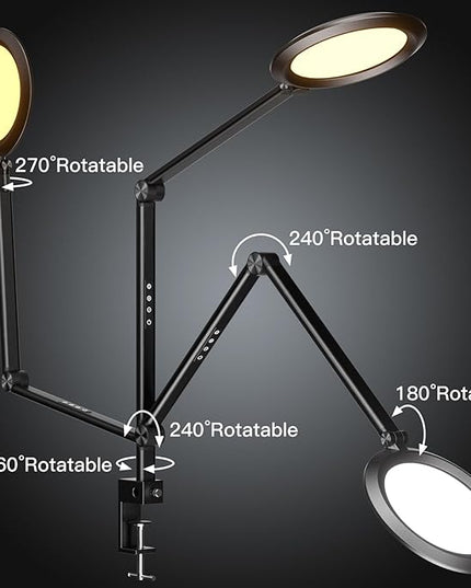 Desk Lamp LED with Remote Control, Desk Light for Video Conferencing, Zoom Light with Clamp, Adjustable Brightness & Color Temperature, Webcam Light, Keylight, Table Lamp - LeafyLoom