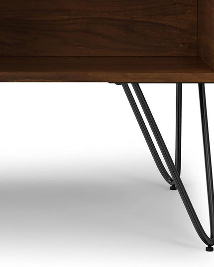 SIMPLIHOME Hunter 36 inch Wide Rectangle Industrial Small Lift Top Coffee Table in Walnut for The Living Room and Family Room - LeafyLoom