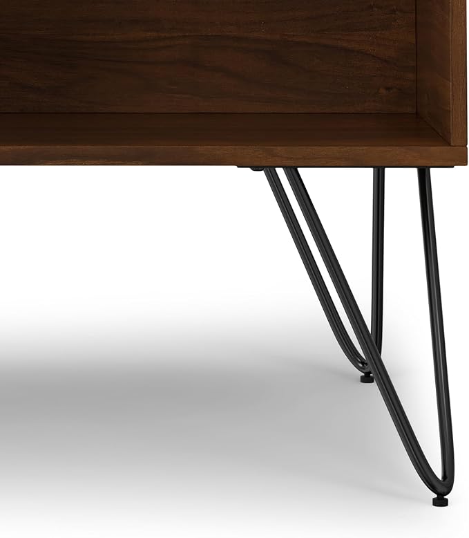 SIMPLIHOME Hunter 36 inch Wide Rectangle Industrial Small Lift Top Coffee Table in Walnut for The Living Room and Family Room - LeafyLoom