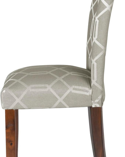 HomePop Classic Parsons Dining Chairs, Pack of 2, Pewter Gray Cream Lattice (Set of 2) - LeafyLoom