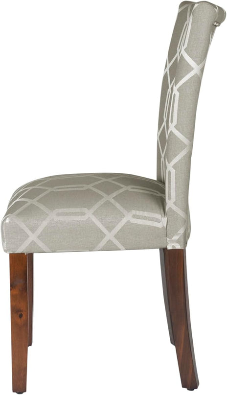 HomePop Classic Parsons Dining Chairs, Pack of 2, Pewter Gray Cream Lattice (Set of 2) - LeafyLoom