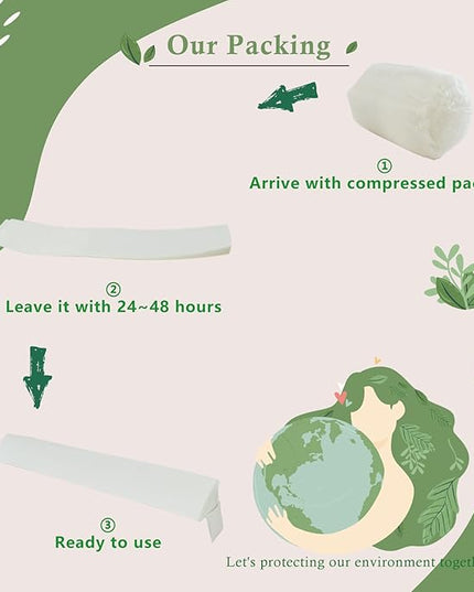 Bed Wedge Pillow for Headboard, Bed Gap Filler Queen of Headboard Pillow, Mattress Gap Filler Made with Triangle Pillow to Close The Gap (0-8") Between Headboard/Wall and Mattress (White, 60"x8"x 6") - LeafyLoom