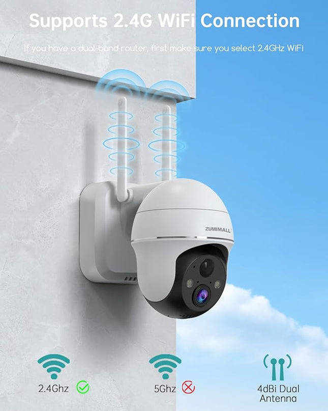 ZUMIMALL Security Cameras Wireless Outdoor- 4Packs, 2K Battery Cameras for Home Security, 2.4G WiFi Only, PIR Motion Alert/3MP Color Night Vision/2-Way Talk/IP66/Cloud Storage,Compatible with Alexa ZUMIMALL