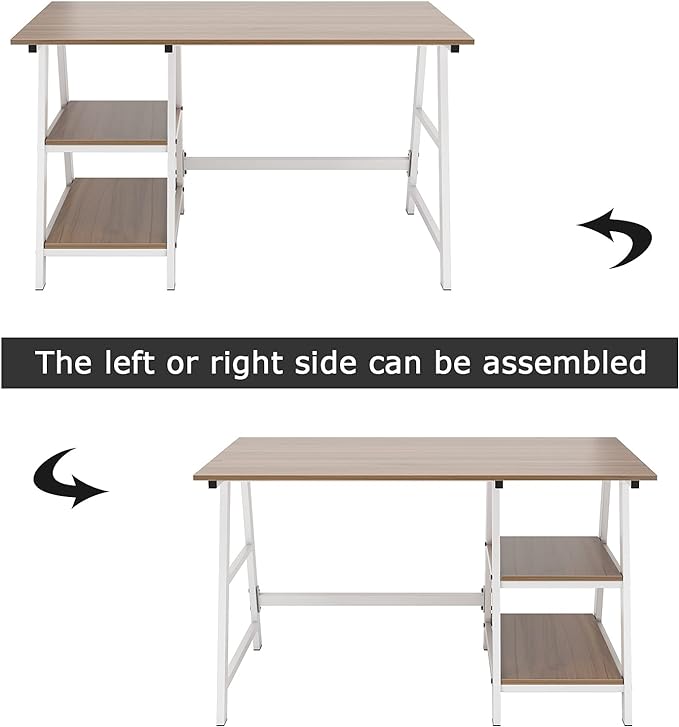 sogesfurniture 47 inches Writing Computer Desk, Trestle Desk Study Desk, Laptop PC Desk, Workstation with Storage Shelf, Home Office Desk Sturdy Table Study Table,Oak BHUS-CS-Tplus-120OK - LeafyLoom