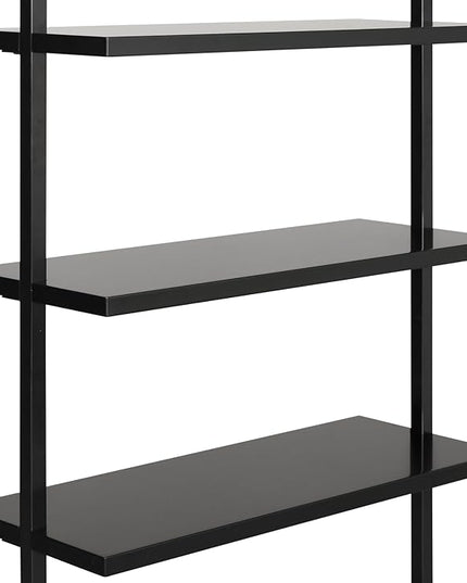 Nathan James Theo 6-Shelf Tall Bookcase, Wall Mount Bookshelf Wood Shelves and Metal Frame, Matte Black - LeafyLoom