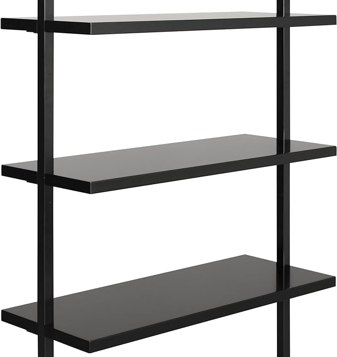 Nathan James Theo 6-Shelf Tall Bookcase, Wall Mount Bookshelf Wood Shelves and Metal Frame, Matte Black - LeafyLoom