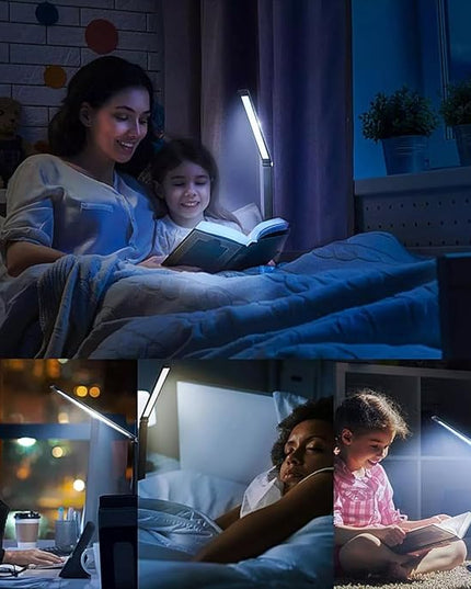 LED Desk Lamp with Wireless Charger, USB Charging Port, 10 Brightness, 5 Color Modes, Desk Lamps for Home Office, Dimmable Table Lamp Eye Caring Reading Light, Touch Control, Auto Timer, Black - LeafyLoom