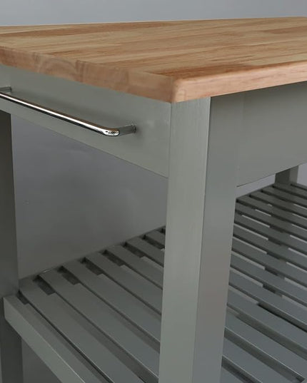 Casual Home Solid Hardwood Top, Slate Gray, 40" W (373-932) Kitchen Island - LeafyLoom
