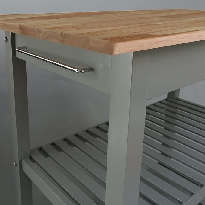 Casual Home Solid Hardwood Top, Slate Gray, 40" W (373-932) Kitchen Island - LeafyLoom