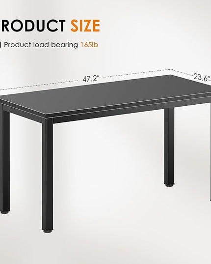 DlandHome 47 inches Medium Computer Desk, Composite Wood Board, Decent and Steady Home Office Desk/Workstation/Table, BS1-120BB Black Walnut and Black Legs, 1 Pack - LeafyLoom
