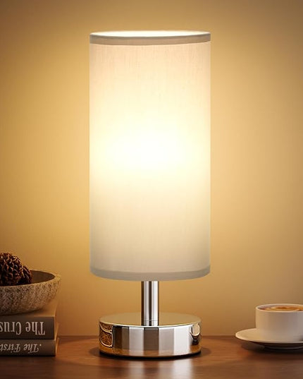 Small Table Lamp for Bedroom - Bedside Lamps for Night Stands, Minimalist Nightstand Light Lamp, Desk Lamps for Reading Room, Kids Room, Living Room, Office, Dorm - LeafyLoom