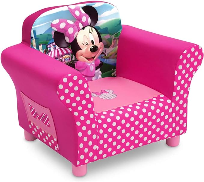 Delta Children Kids Character Upholstered Chair, Minnie Mouse - LeafyLoom