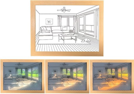 Adjustable Lighting Painting Decoration, 3-Color LED Acrylic Light Painting Decoration, Experience Light and Shadow The Art of Photo Frame Create a Magical Atmosphere for Wall Art Home Decor (A) - LeafyLoom