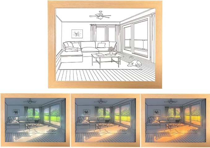 Adjustable Lighting Painting Decoration, 3-Color LED Acrylic Light Painting Decoration, Experience Light and Shadow The Art of Photo Frame Create a Magical Atmosphere for Wall Art Home Decor (A) - LeafyLoom