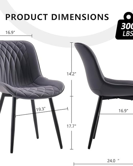 YOUNIKE Dining Chairs set of 2 with High Backs Mid Century Modern Kitchen & Dining Room Chairs PU Faux Leather Upholstered sillas de comedor Comfortable Padded Accent Chair with Metal Legs Dusty Blue - LeafyLoom