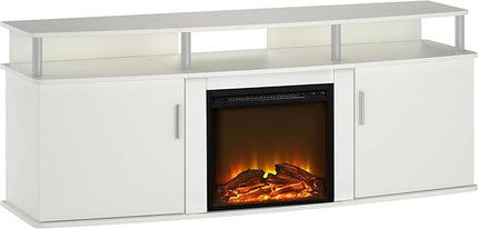 Ameriwood Home Carson Electric Fireplace TV Console for TVs up to 70", White - LeafyLoom