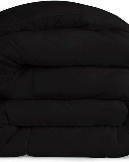 Utopia Bedding All Season 250 GSM Comforter - Plush Siliconized Fiberfill Comforters Queen Size - Box Stitched (Full/Queen, Black) - LeafyLoom