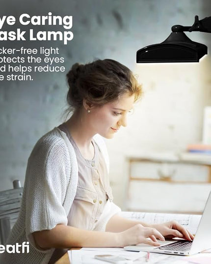 Neatfi Ultra 3,500 Lumen LED Desk Lamp, Color Correlated Temperature, 3 Light Modes, Dimmable, 45W, 26 Inch Wide Metal Shade, 540 SMD LEDs (CCT with Clamp, Black) - LeafyLoom