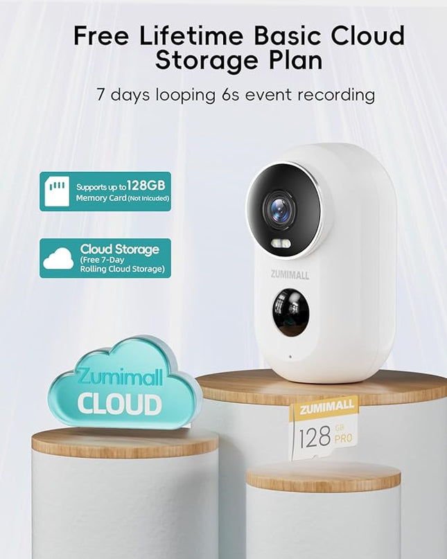 ZUMIMALL Security Cameras Wireless Outdoor, 4 Packs, 2K Cameras for Home Security, Outdoor/Indoor Camera Battery Powered, 2.4G WiFi, Magnetic Mount,3MP Color Night Vision/Siren/PIR/AI/Cloud/Alexa ZUMIMALL