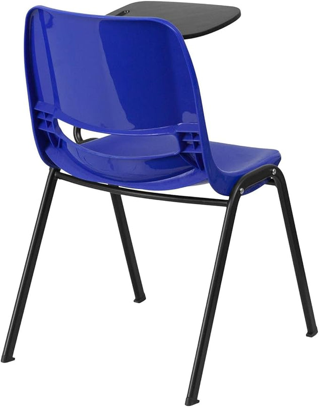 Flash Furniture Blue Ergonomic Shell Chair with Left Handed Flip-Up Tablet Arm - LeafyLoom