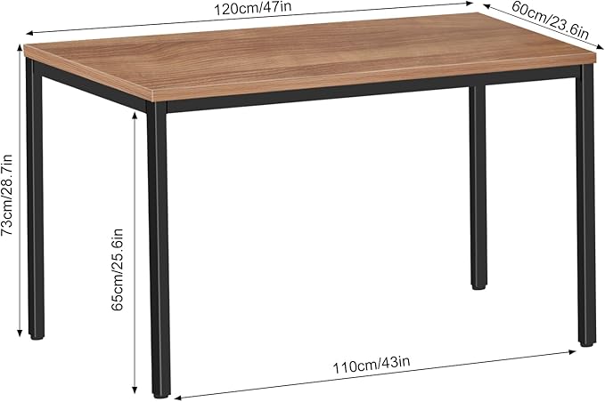 Large Table 24x48 inches Writing Computer Desk Modern Simple Study Desk Industrial Style Laptop Table for Home Office Brown Notebook Desk - LeafyLoom