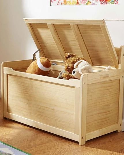 Melissa & Doug- Light Wood Furniture for Playroom, Blonde - Kids Wooden Toy Box Storage Organizer, Children's Furniture Toy Chest - LeafyLoom