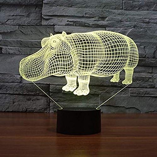 3D Hippo Night Light LED USB 7 Color Change LED Table Lamp Xmas Toy Gift - LeafyLoom