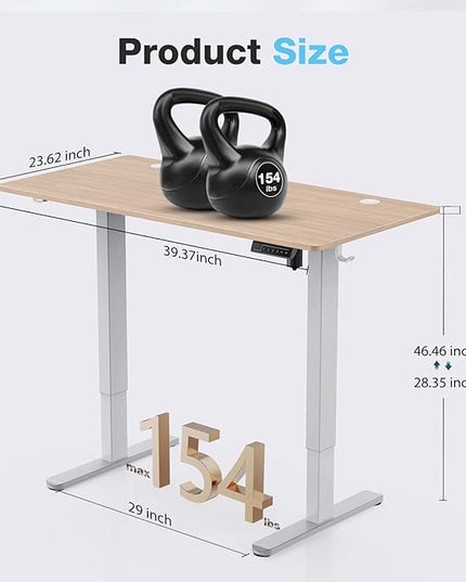 Sweetcrispy Electric Standing Desk, 40 x 24in Adjustable Height Electric Stand up Desk Standing Computer Desk Home Office Desk Ergonomic Workstation with 3 Memory Controller, Bamboo Texture - LeafyLoom