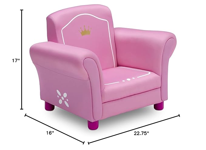 Delta Children Princess Crown Kids Upholstered Chair, Pink - LeafyLoom