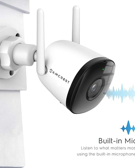 Amcrest SmartHome 4MP Outdoor WiFi Camera Bullet 4MP Outdoor Security Camera, 98ft Night Vision, Built-in Mic, 106° FOV, 2.8mm Lens, MicroSD Storage (Sold Separately), ASH43-W (White) Amcrest