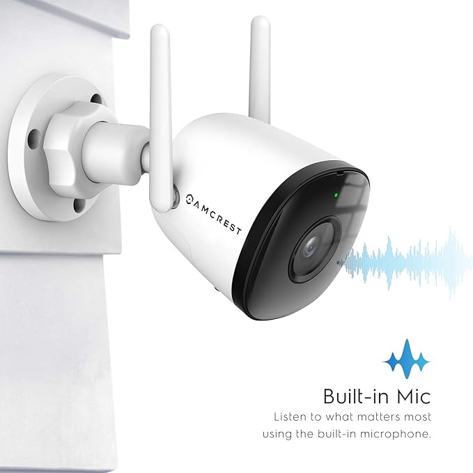 Amcrest SmartHome 4MP Outdoor WiFi Camera Bullet 4MP Outdoor Security Camera, 98ft Night Vision, Built-in Mic, 106° FOV, 2.8mm Lens, MicroSD Storage (Sold Separately), ASH43-W (White) Amcrest
